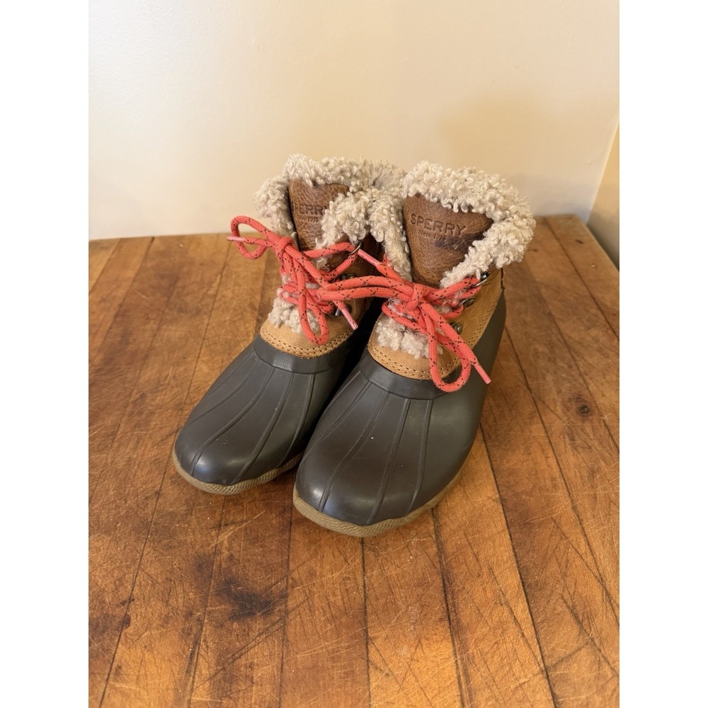 Sperry Saltwater Alpine Waterproof Rain Boots Womens 8 Brown White Outdoors